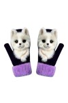 HOBIVA Mitaines d’animaux mignonnes, gants de mitaines d’animaux en peluche tricotés à la main, gants d’animaux en peluche po