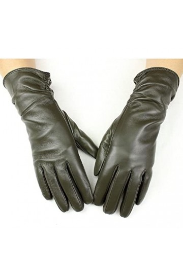 BJQZX Gants dhiver Gants en Cuir en Peau de Mouton Mode Femme Doublure de Velours de Style élastique for Rester au Chaud en 