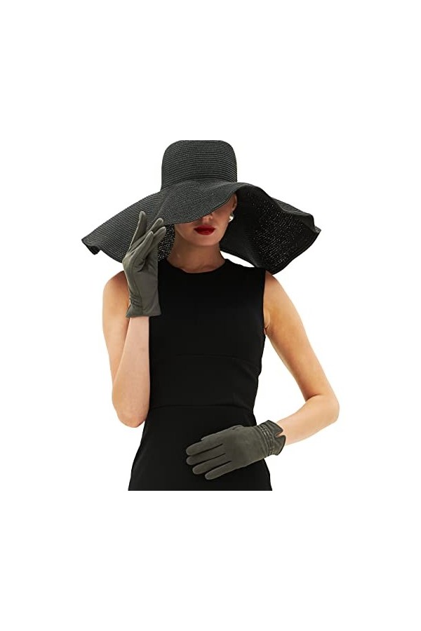 YISEVEN Femme Gants en Cuir Peau de Mouton Agneau Véritable Suédé Écran Tactile Cadeau Véritable Chaud Laine Doublée Élégante