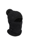 TAGVO Hiver Chaud Tricoté Bonnet Et Ensembles De Cache-Cou,Bonnet Tricoté Flexible Avec Boule De Poils,Doublé En Molleton Épa