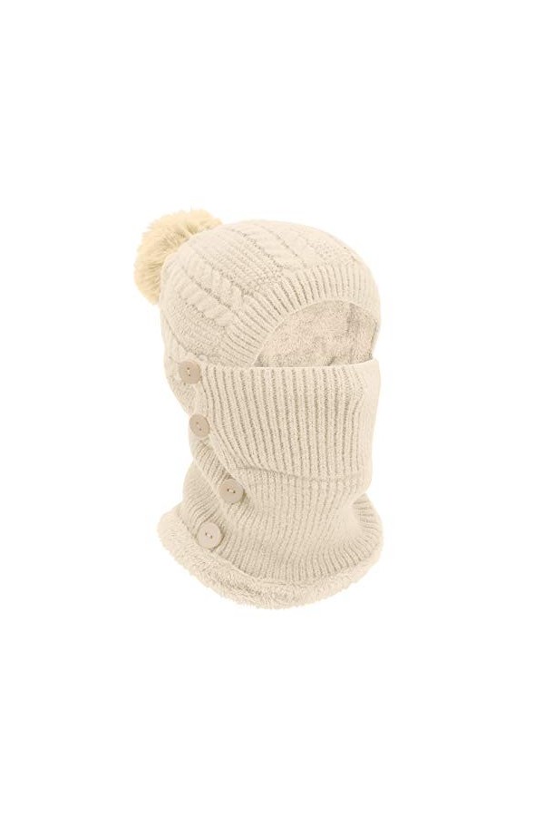 TAGVO Hiver Chaud Tricoté Bonnet Et Ensembles De Cache-Cou,Bonnet Tricoté Flexible Avec Boule De Poils,Doublé En Molleton Épa
