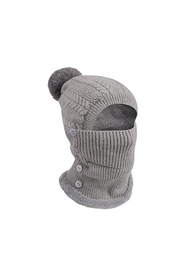 TAGVO Hiver Chaud Tricoté Bonnet Et Ensembles De Cache-Cou,Bonnet Tricoté Flexible Avec Boule De Poils,Doublé En Molleton Épa