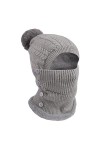 TAGVO Hiver Chaud Tricoté Bonnet Et Ensembles De Cache-Cou,Bonnet Tricoté Flexible Avec Boule De Poils,Doublé En Molleton Épa