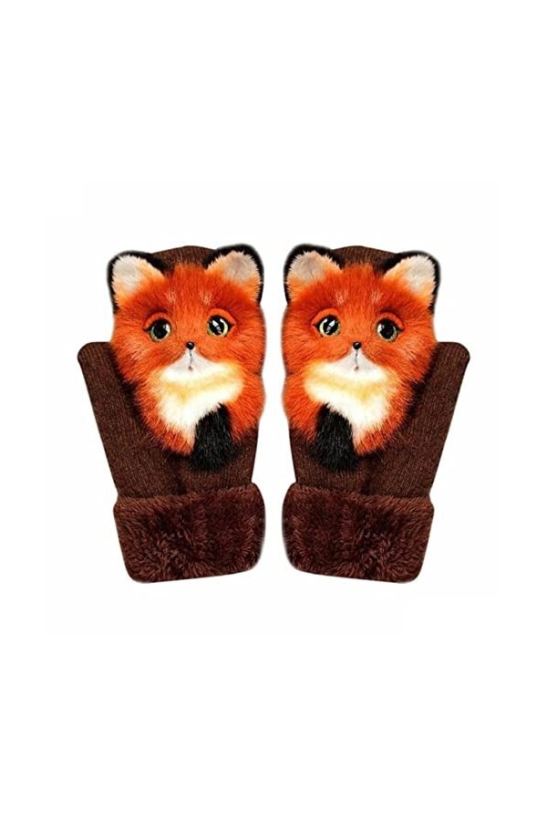 SHIYONG Animal Chat Chien Panda Racoon Conception Enfant Hiver Chaud Long Mignon Mode Princesse Mitaines Doigts Gants Doux