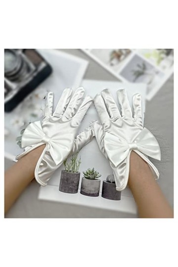 moisture Gants dhiver pour Hommes/Femmes Mariée Gants De Mariage Blanc Bowknot Satin Dentelle Robe De Mariée Tulle Courtes G