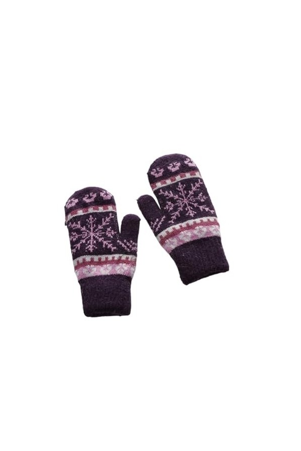 ERICAT Gants chauds tricotés en laine à motif de flocon de neige, gants de conduite épais et élastiques coupe-vent for lhive
