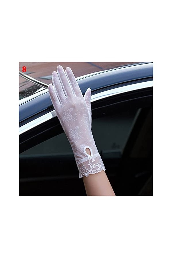 Saturey Gants de Protection Solaire dété Mode Glace Soie Femme Gants Dentelle Conduite été Femmes Gants UV crème Solaire Cou