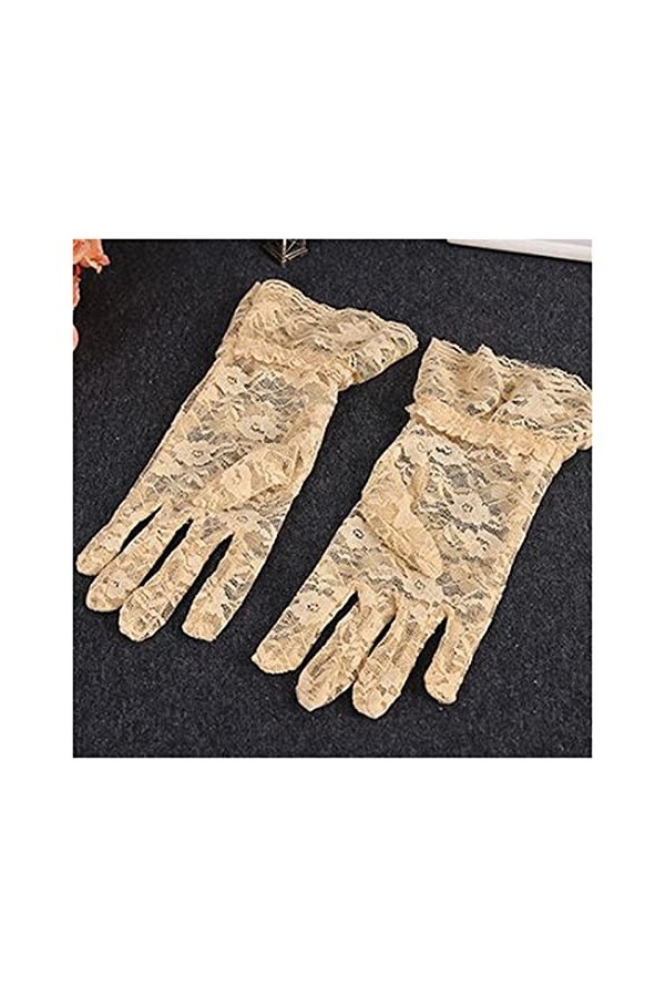 Saturey Gants de Protection Solaire dété Noir Blanc Rouge Mode Femmes Dentelle fête Gants été Plein Doigt Gants de Protectio