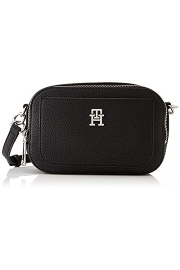 Tommy Hilfiger Sac Bandoulière Femme TH Emblem Camera Bag Petit Modèle, Noir Black , Taille Unique