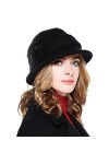 CheChury Bonnet Hiver Femme Chaud Bonnet Tricoté Élégant Douce Chapeau Melon Vintage Femmes Chapeau avec Fleur Hiver Classiqu
