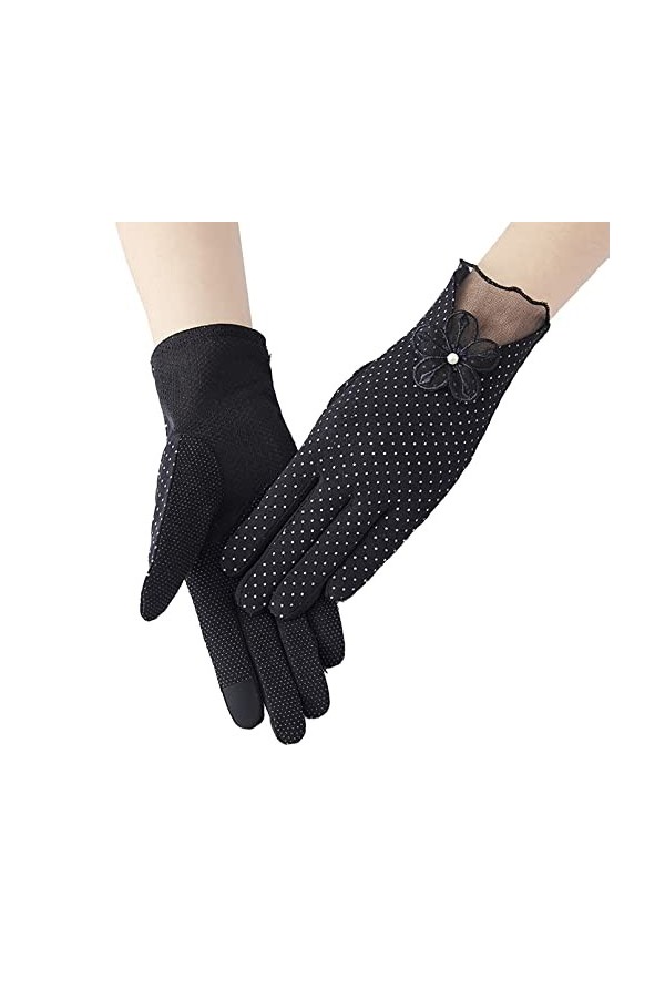 BeFur Gants courts en dentelle pour femme - Protection solaire - En coton - Accessoire de costume, Rose, taille unique