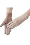 BeFur Gants courts en dentelle pour femme - Protection solaire - En coton - Accessoire de costume, Rose, taille unique