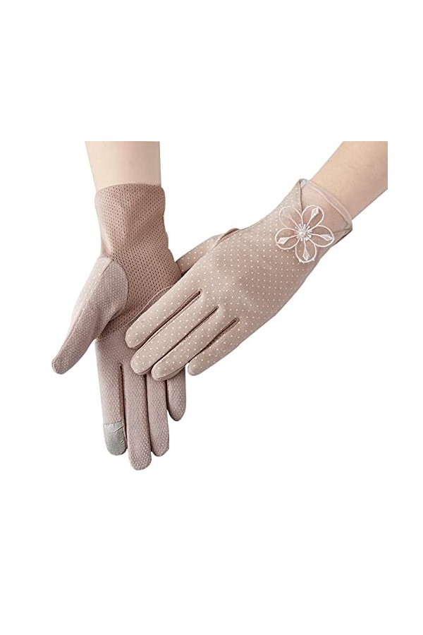 BeFur Gants courts en dentelle pour femme - Protection solaire - En coton - Accessoire de costume, Rose, taille unique