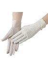 BeFur Gants courts en dentelle pour femme - Protection solaire - En coton - Accessoire de costume, Rose, taille unique