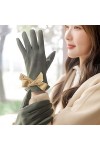 XIBEIRIHUA Gants en Cuir pour Femme Gants de Conduite à écran Tactile for Les Doigts dhiver Femmes for Le Cuir de Daim Sport