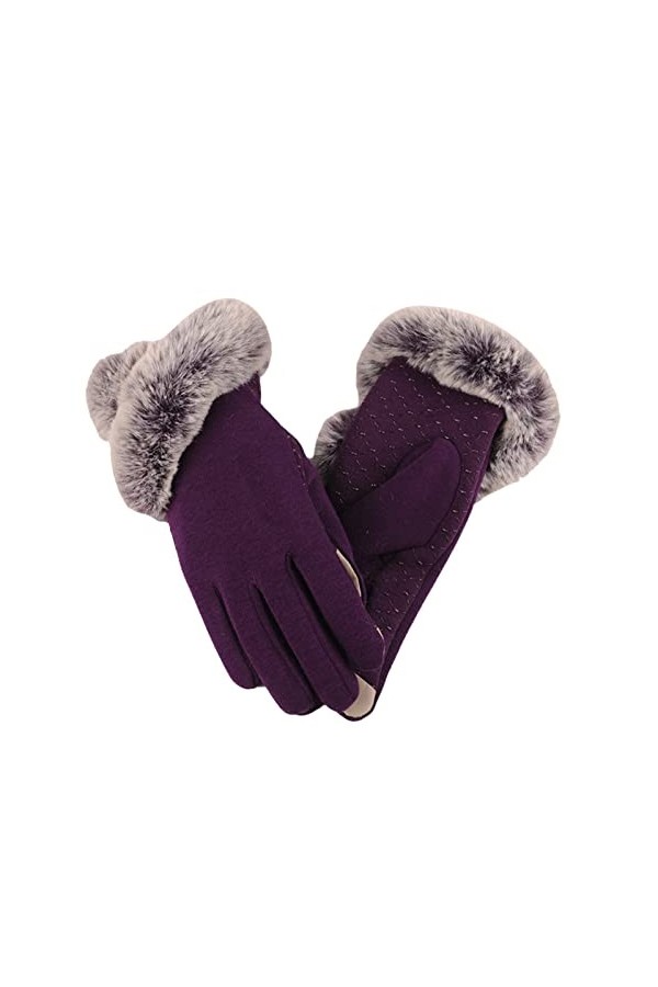 Berrysun Gants Gants Femme Tricot for Froid for Conduite Écran Tactile Météo Hiver Câble Chaud Thermique Manchette Gants Mouf