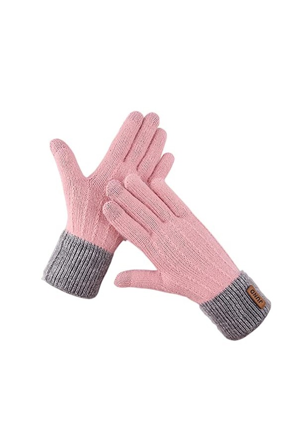 SHUIZONG G2322 Gants dhiver en tricot cachemire pour femme avec écran tactile Imitation cachemire Tricot plus velours épais 