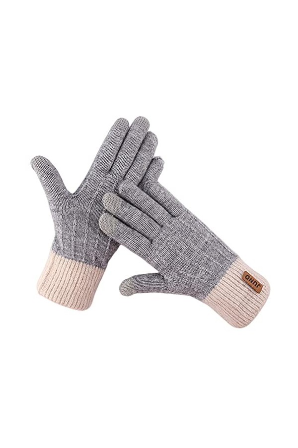 SHUIZONG G2322 Gants dhiver en tricot cachemire pour femme avec écran tactile Imitation cachemire Tricot plus velours épais 