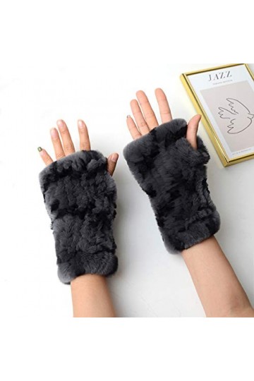 Haute Elasticité Femme Sans Doigts Gants En Veritable Fourrure de Lapin Rex Multicolore 6 