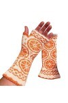 wrtgerht Womens Handmade Orange Tricoté Automne Hiver Gants Rétro Crochet Gants Gants Mitaines Gants