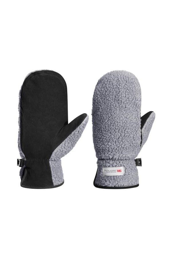 Harssidanzar Mitaines en cuir pour femmes pour lextérieur chaud polaire 3M Thinsulate hiver ski gants en peau de mouton daim