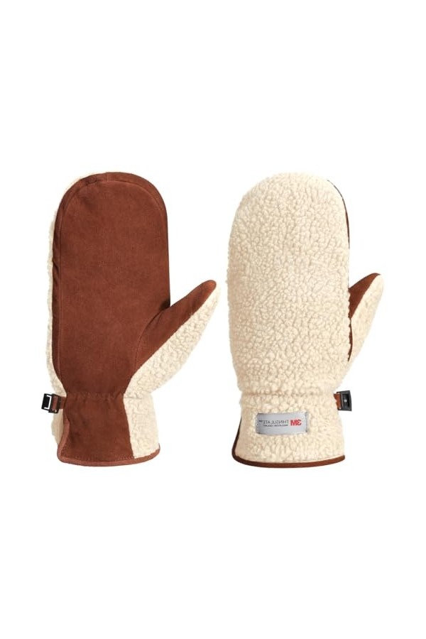 Harssidanzar Mitaines en cuir pour femmes pour lextérieur chaud polaire 3M Thinsulate hiver ski gants en peau de mouton daim