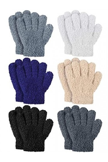 6 Paires Gants Tricotés dEnfants Gants en Pleins Doigts pour Tout-Petits Mitaines dHiver dEnfants Chaudes