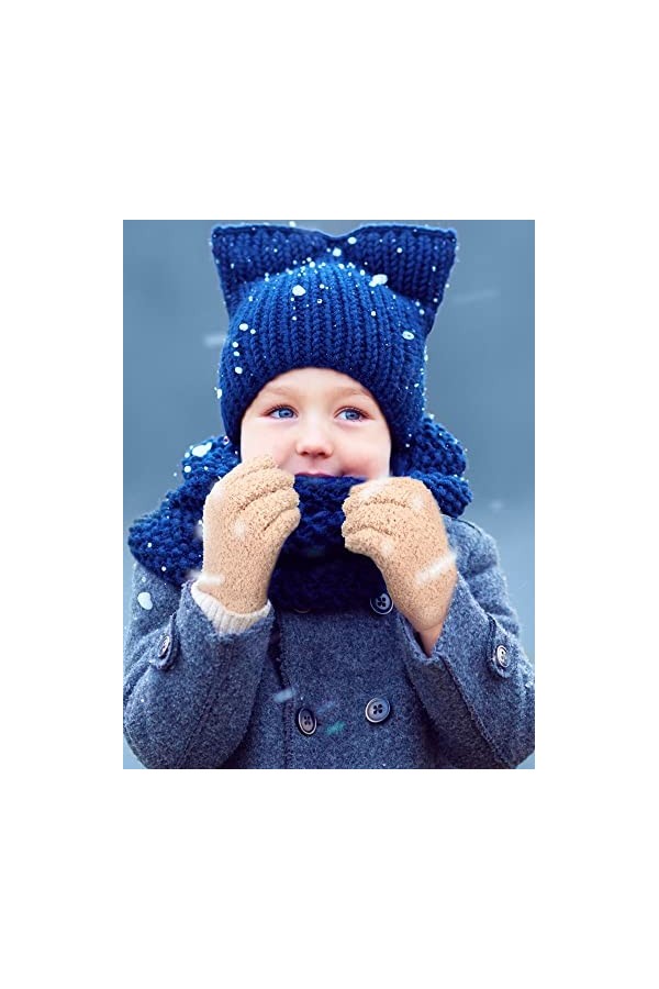 6 Paires Gants Tricotés dEnfants Gants en Pleins Doigts pour Tout-Petits Mitaines dHiver dEnfants Chaudes