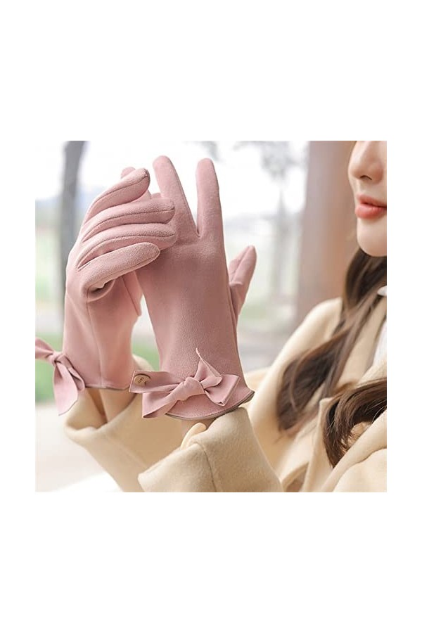 LZQPEARL Gants de Conduite à écran Tactile for Les Doigts dhiver Femmes for Le Cuir de Daim Sportif Plus la moufle à vélo Ch