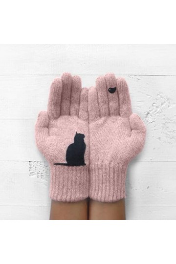 Gants Gloves Moufles Hiver Homme Femme 1 Paire De Gants pour Femmes, Chats Et Oiseaux De Dessins Animés, Nouveaux Gants Chaud