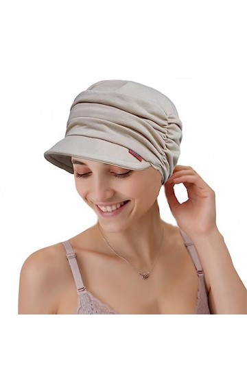 Cysocool Casquette de baseball souple en bambou doux pour femmes, chapeau de chimio à visière pour la perte de cheveux, chimi