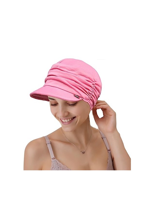 Cysocool Casquette de baseball souple en bambou doux pour femmes, chapeau de chimio à visière pour la perte de cheveux, chimi