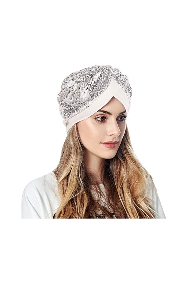 Casquette Basic pour Femme Femmes Turban Hatbow Paillettes Cheveux Bonnet tête écharpe Wrap Couverture A-239