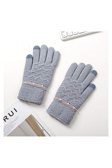 LYLY Gants en Tricot Hiver Femme Chaud épais Gants à écran Tactile Complet Fingers moufles for Les Sports dhiver en Plein ai