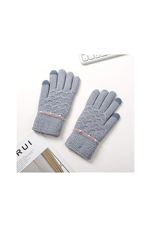 LYLY Gants en Tricot Hiver Femme Chaud épais Gants à écran Tactile Complet Fingers moufles for Les Sports dhiver en Plein ai
