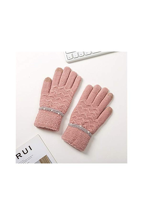 LYLY Gants en Tricot Hiver Femme Chaud épais Gants à écran Tactile Complet Fingers moufles for Les Sports dhiver en Plein ai