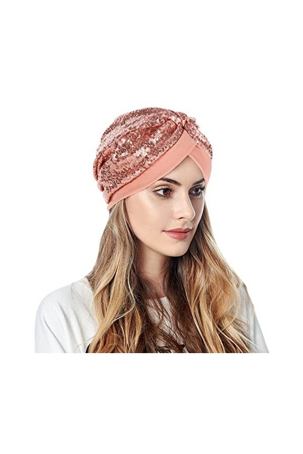 Casquette Basic pour Femme Femmes Turban Hatbow Paillettes Cheveux Bonnet tête écharpe Wrap Couverture A-239