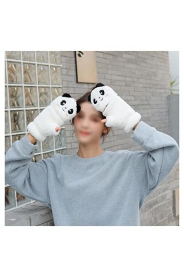Gants dhiver pour Hommes/Femmes Gants Convertibles hivernes Flip Mitaines avec Enfants Kejia Panda Soft Fourrure Tactile SMS