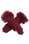 Gants Chauds De Féminine Bowknot Mode Young Styles La Muffens De Plein Air De Couleur Unie Duveteux Moufles Color : Lila, Si