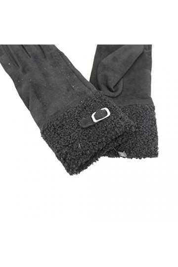 Basile Gants pour femme en tissu 80 % polyester, 20 % coton, couleur unie, noir avec boîte