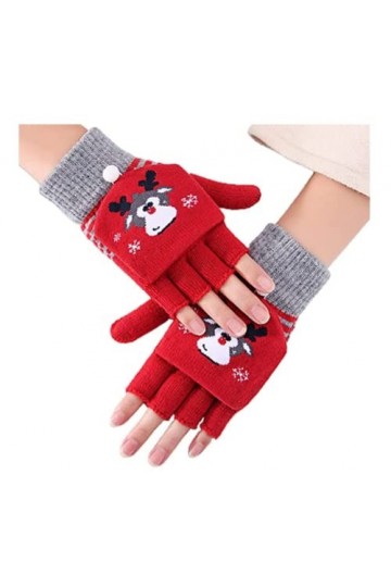 QAZW Gants dhiver Doux pour Enfants Gants de Noël Convertibles à Demi Doigt à Demi-Doigt avec Rabat pour Le Pouce pour garço