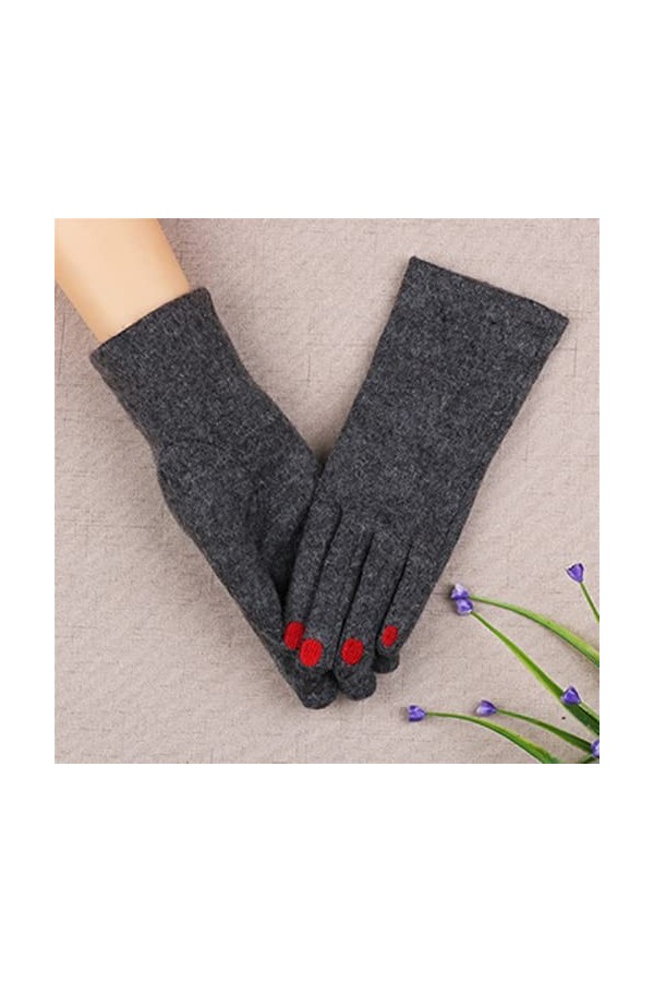 LZQPEARL Vernis à Ongles Mignons Broderie Cachove Gants Femme Laine Velvet Épais Écran Écran Touch Gants Femelle Hiver Chauff
