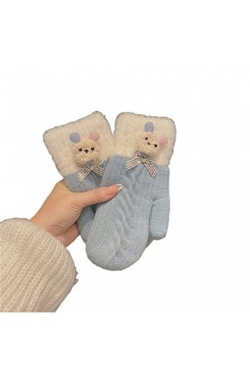 Yannaky Gants dhiver Simple Tricoté Plus Velours Épaissis Automne Et Sac dhiver Gants De Doigt Doux Gants De Conduite en Pl