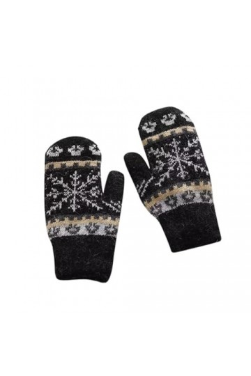 ERICAT Gants chauds tricotés en laine à motif de flocon de neige, gants de conduite épais et élastiques coupe-vent for lhive