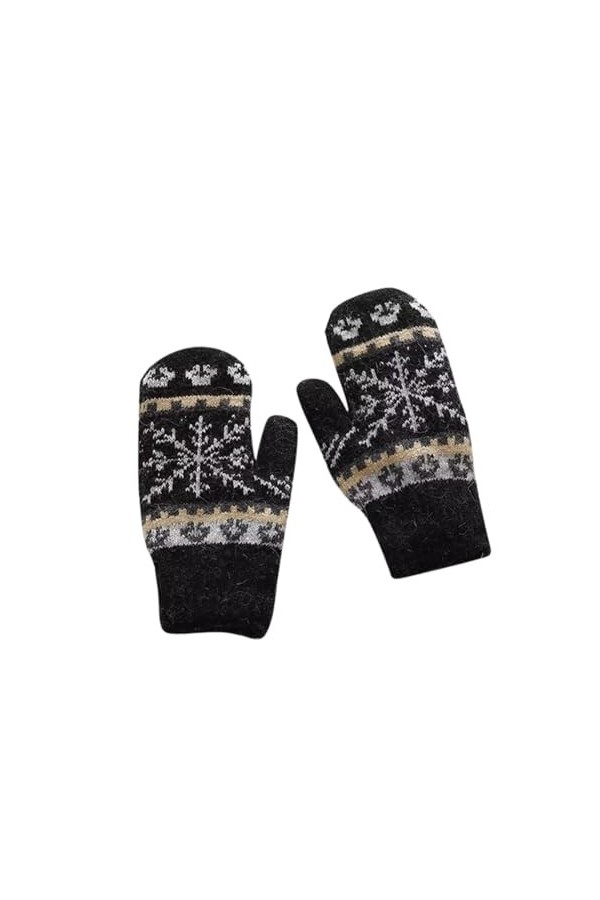 ERICAT Gants chauds tricotés en laine à motif de flocon de neige, gants de conduite épais et élastiques coupe-vent for lhive