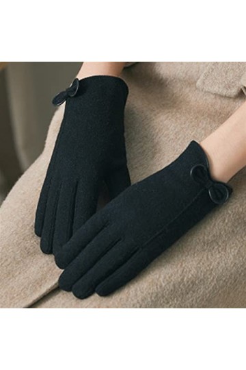 LZQPEARL Gants de Touche Hiver Gants en Laine de Cachemire Gants de Moule de Laine Femelle en Cuir Tricot de Broderie avec Br