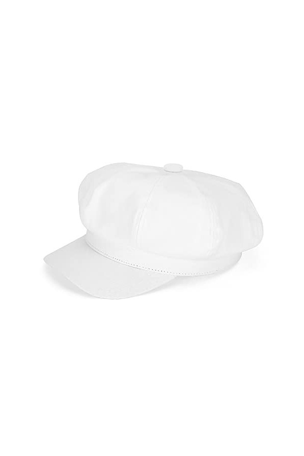 MK MATT KEELY Casquette Femme Chapeau Béret Visière Newsboy Bonnet Classique Français Quatre Saisons,Blanc