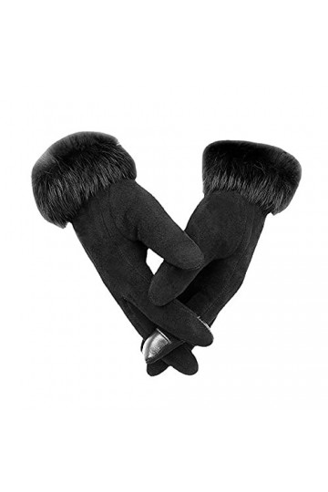 ALYHYB Gants Chauds Et Froids En Peau De Daim Pour Femmes, Gants Décran Tactile Dhiver En Fourrure De Lapin, Mitaines Pour 