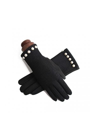 LZQPEARL Femme Simple Couche Cachemire Perle Cyclisme Vélo Chaud Mitaines Winter Cuir Supérieur Touch Screen Gants de Conduit