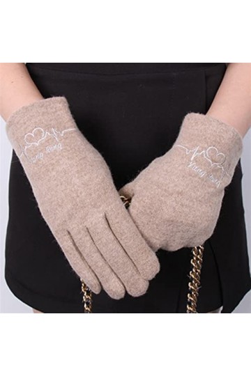 LZQPEARL Femmes Cashmere Écran Tactile à Broder Gant de Conduite Hiver Velours de Laine Chaude épaissie Cyclisme mitape Colo